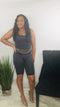 Call you later biker romper (charcoal)